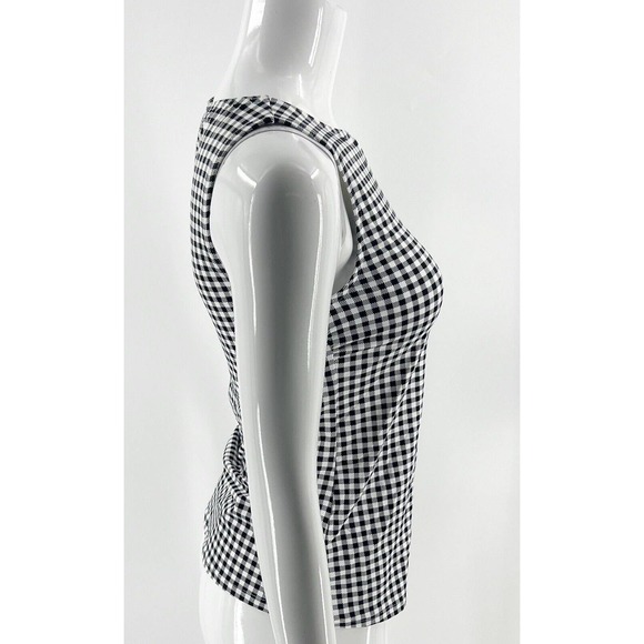 Lands End Tankini Swimsuit Top Womens 4 Black White Check High Neck NEW - Picture 4 of 8